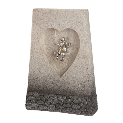 Alternative view of Sculptuur Koppeltje Lovely Swing - Polyresin - Metallic Look/Steen Look - Grijs/Zilver - L14,5xB4xH20,5cm