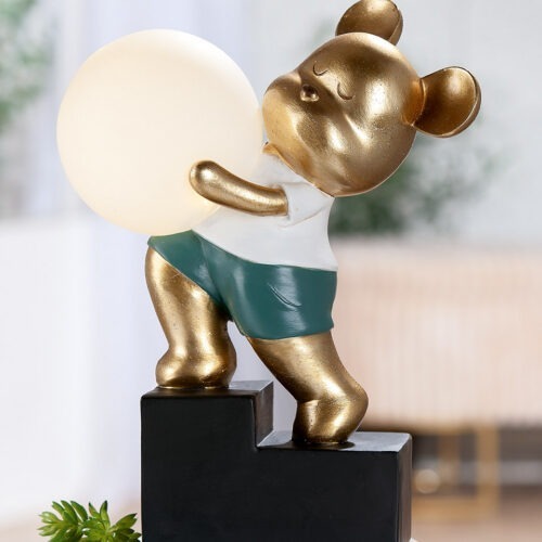 Tafellamp Beer LED - Glanzend Polyresin - Goud/Wit - L21,5xB8xH27cm