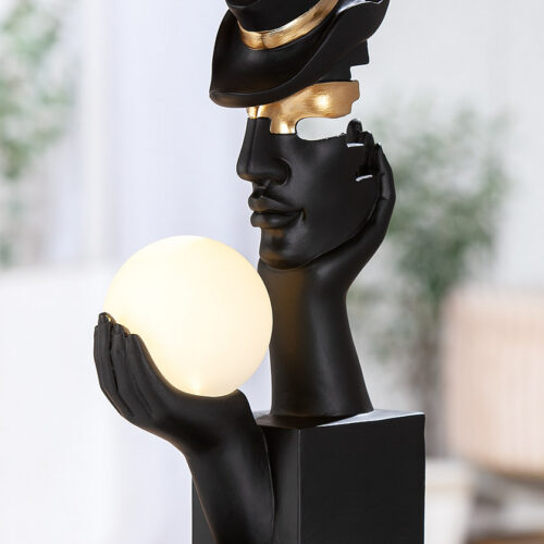 Tafellamp Mystique LED - Polyresin - Mat Zwart/Goud - L16xB8xH33cm