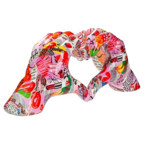 Alternative view of Street Art Handen in Hartvorm - Polyresin - Meerkleurig - L29xB8xH12cm