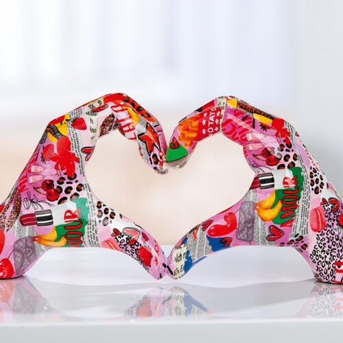 Street Art Handen in Hartvorm - Polyresin - Meerkleurig - L29xB8xH12cm