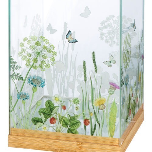 Alternative view of Windlicht Wild Flowers - Bamboe/Glas - Groen/Naturel - Set/3