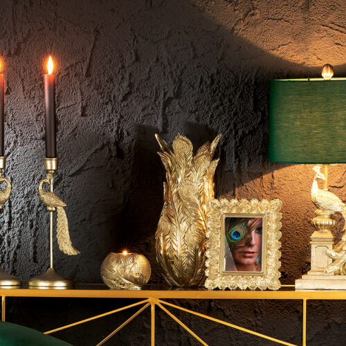 Alternative view of Vaas Pauwenveren - Polystone - Goud - Ø18,5xH40cm