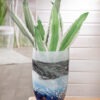 Vaas Oceano Spikkel - Glass Art -  Blauw/Wit - Ø16xH29cm