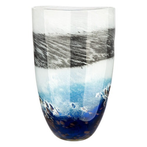 Alternative view of Vaas Oceano Spikkel - Glass Art -  Blauw/Wit - Ø16xH29cm