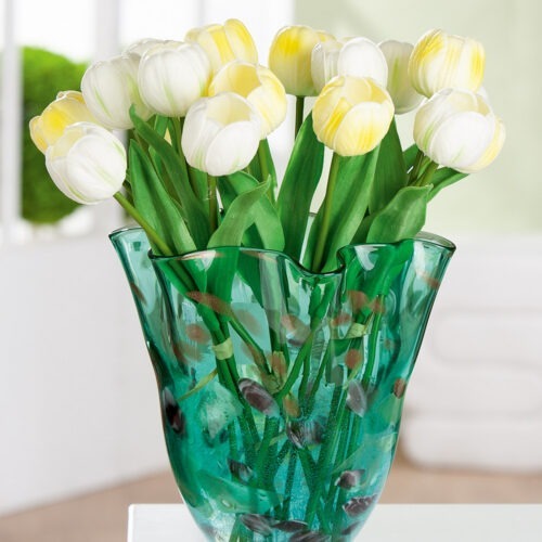 Vaas Spring - Glass Art - Groen Gevlekt - Ø23xH22cm