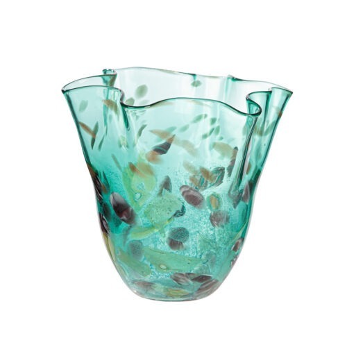 Alternative view of Vaas Spring - Glass Art - Groen Gevlekt - Ø23xH22cm