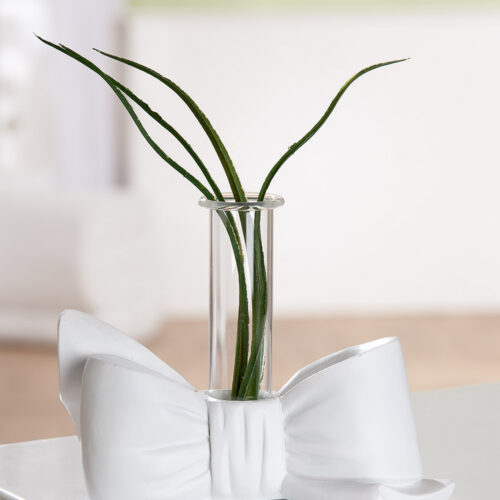 Vaas Strik - Polystone/Glas - Wit/Transparant - L15,5xB7,5xH11cm